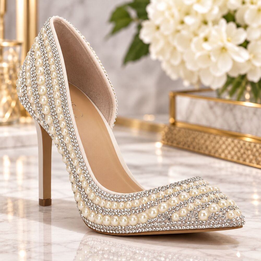 Women's I.N.C. International Concepts Kenjay d'Orsay Pumps Stripe Pearl SZ 10.5